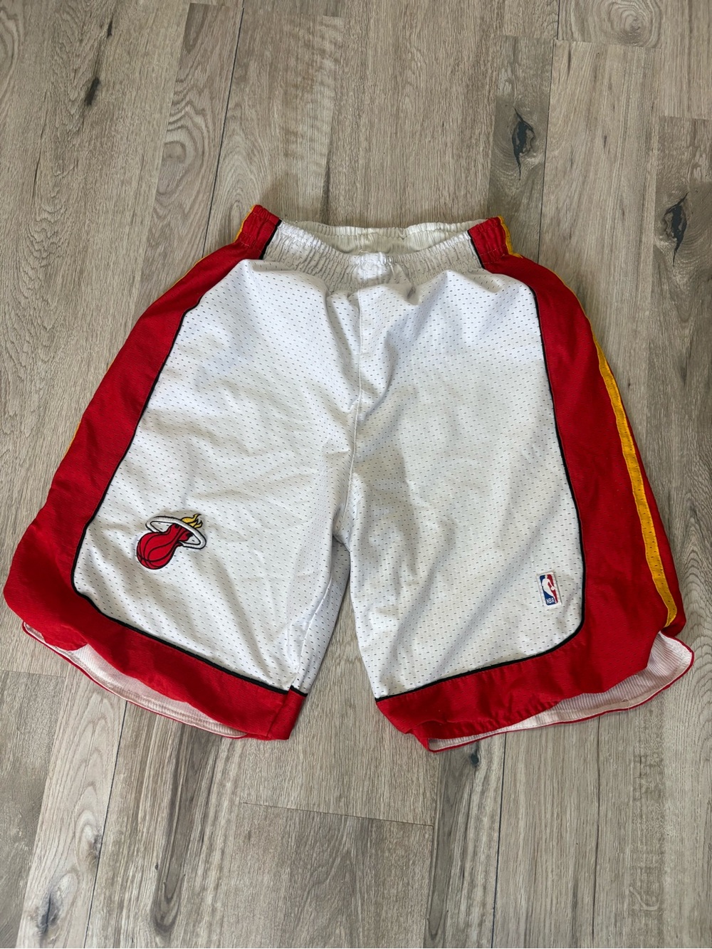 Miami Heat White & Red Basketball Shorts